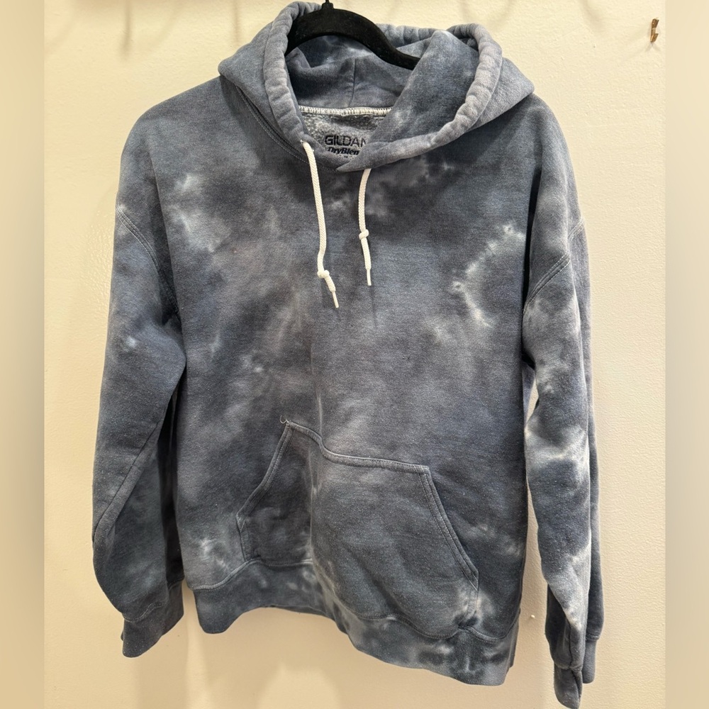 Blue and white tie dye hoodie